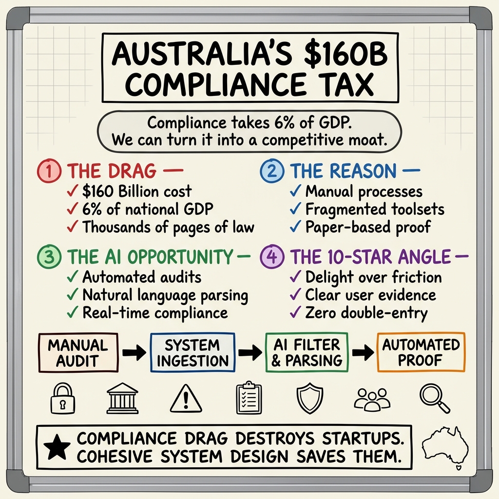 Whiteboard summary of: Australia's $160 Billion Compliance Tax