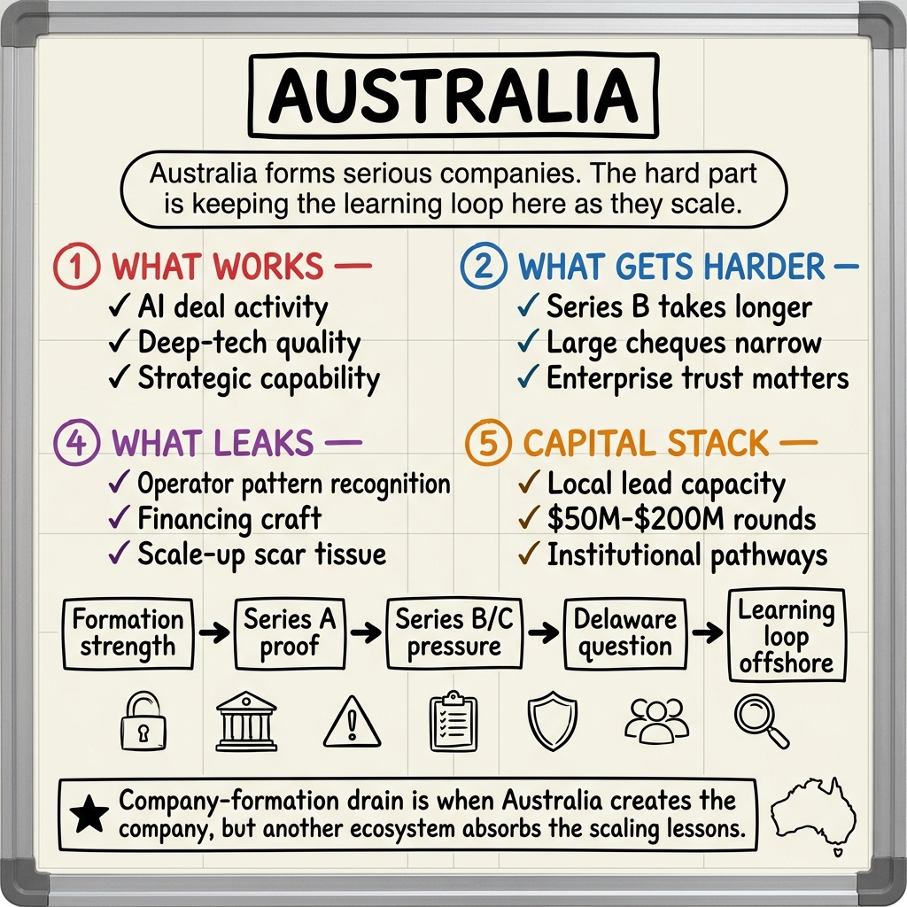 Whiteboard summary of: Australia's Company-Formation Drain