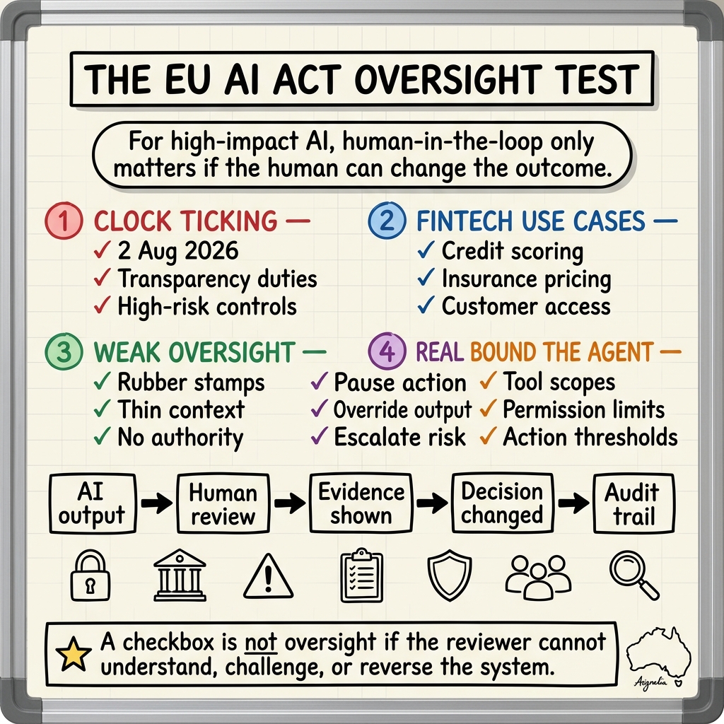 Whiteboard summary of: EU AI Act Countdown: Human Oversight Cannot Be A Checkbox